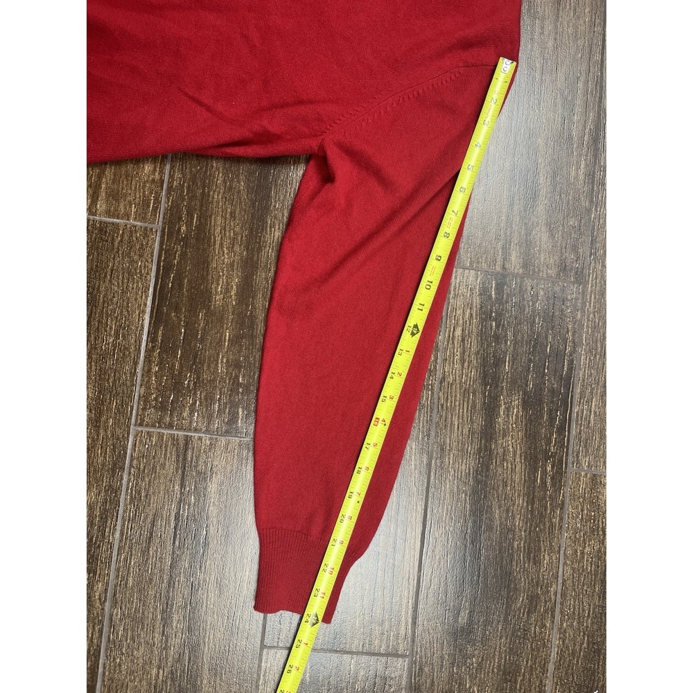 Alan Paine England Sweater Sz Large Red 100% Cashmere Knit V-Neck UK 44 / EU 52 - Picture 8 of 10